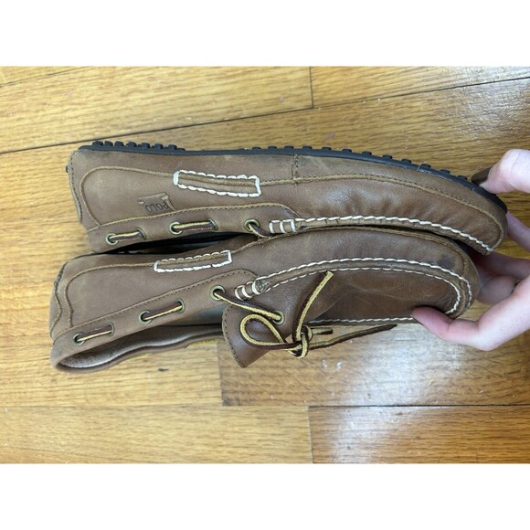 Polo Ralph Lauren Wyndings LEATHER Driving Shoes Mens 11 D Black W/ Tan Loafers - Picture 2 of 6